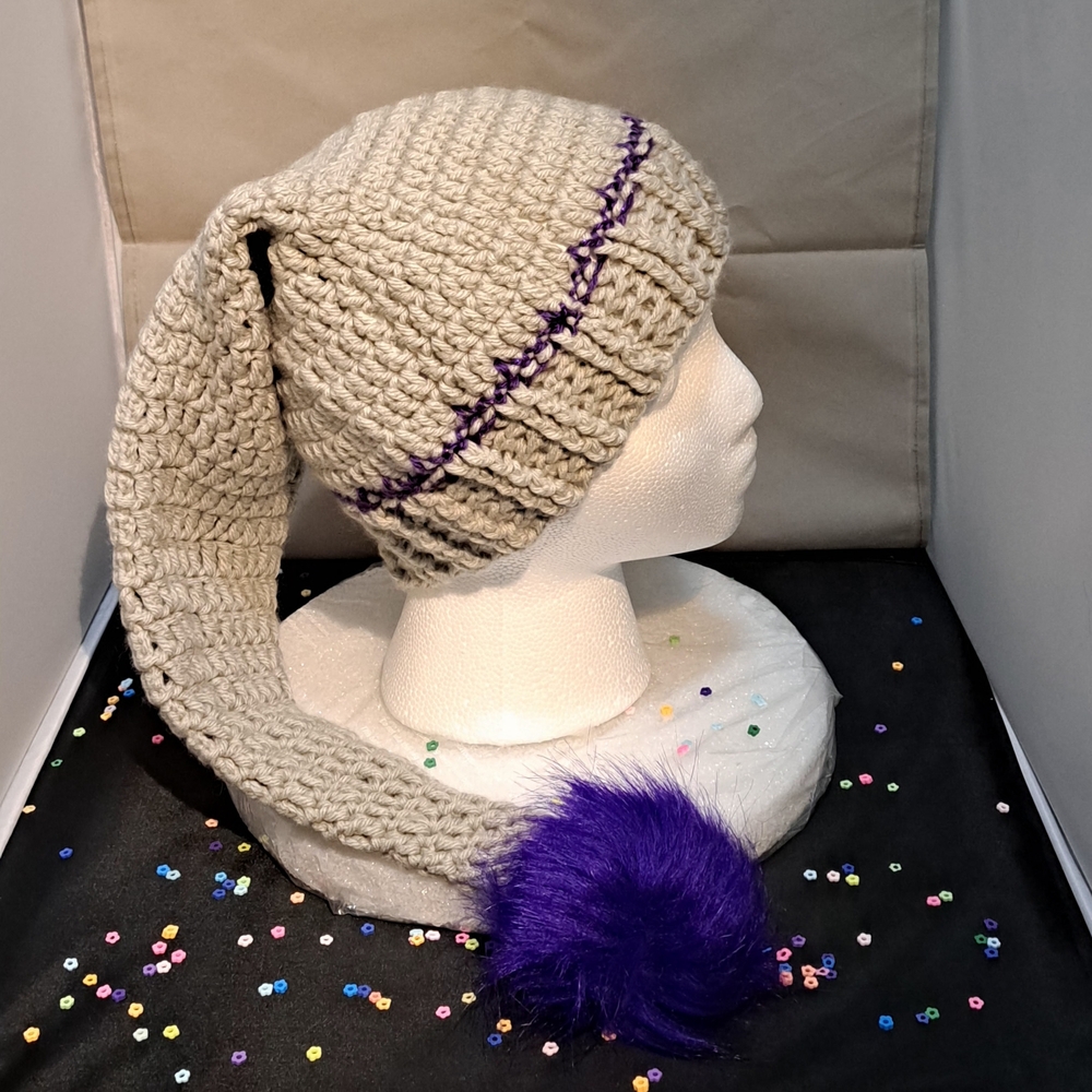 Cozy Knit Beanie with Purple Accent